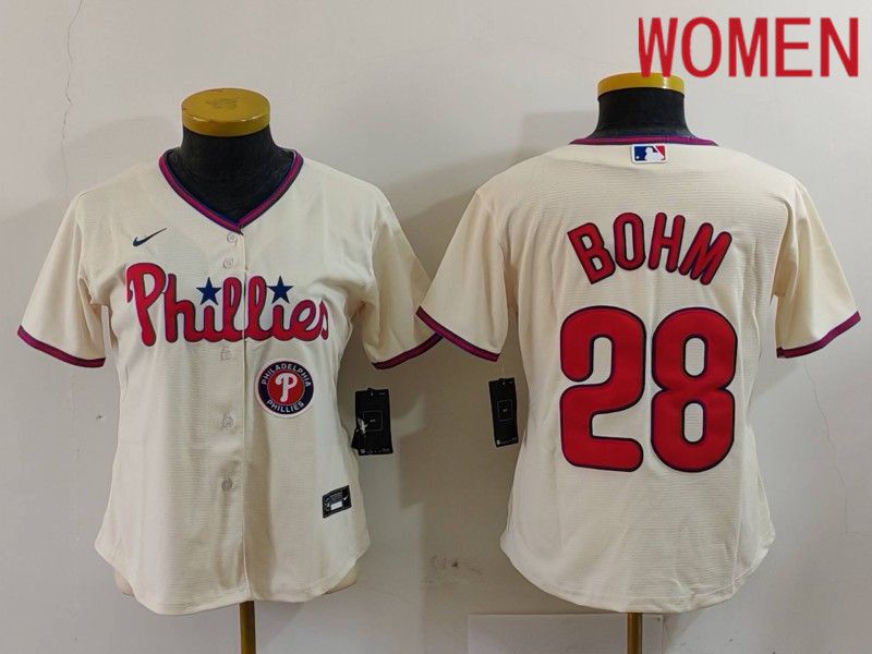 Women Philadelphia Phillies #28 Bohm Cream Game 2024 Nike MLB Jersey style 2->women mlb jersey->Women Jersey